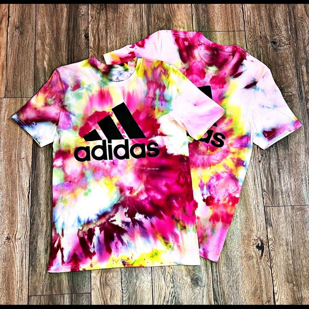 Custom Tie Dye Adidas T-shirt Men’s size S, M & L